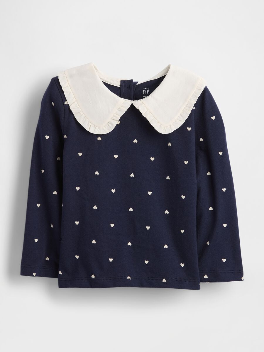 Maglietta a maniche lunghe blu in cotone Bambina_0