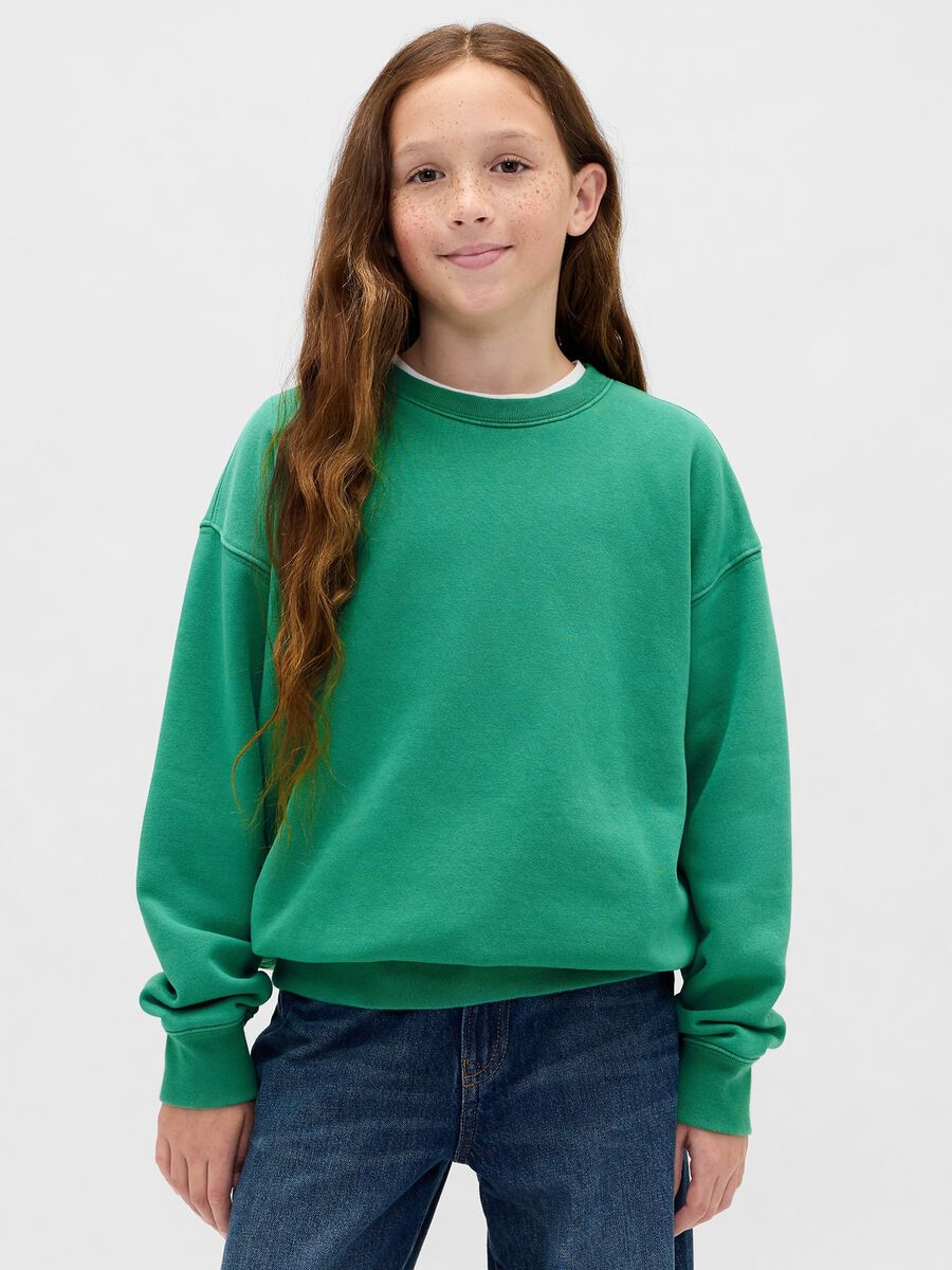 Felpa verde girocollo in cotone Bambino_1