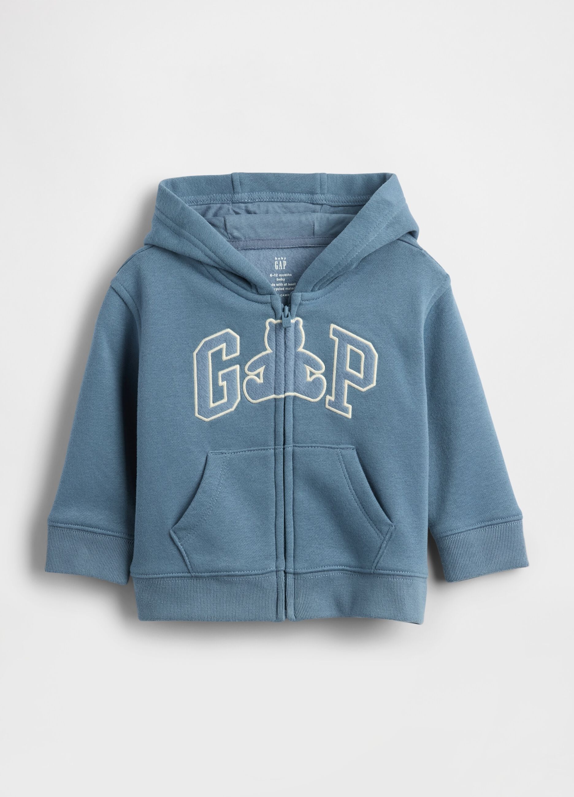 Felpa blu con cappuccio e zip intera