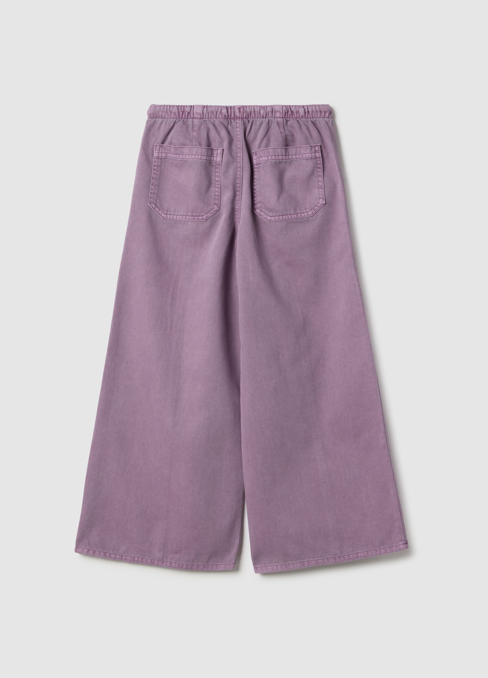 Pantaloni baggy viola da bambina in misto cotone regular fit