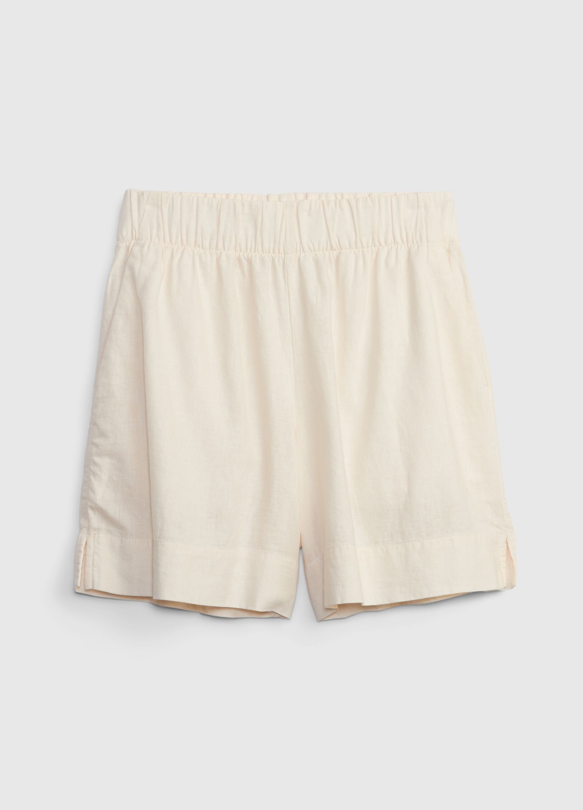 High-rise linen and viscose shorts