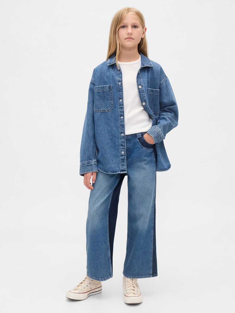 Pantaloni denim in cotone Bambina_0