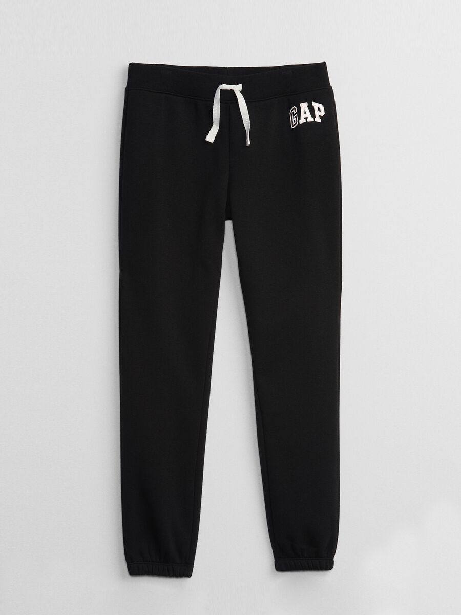 Fleece joggers with drawstring and logo print Girl_0