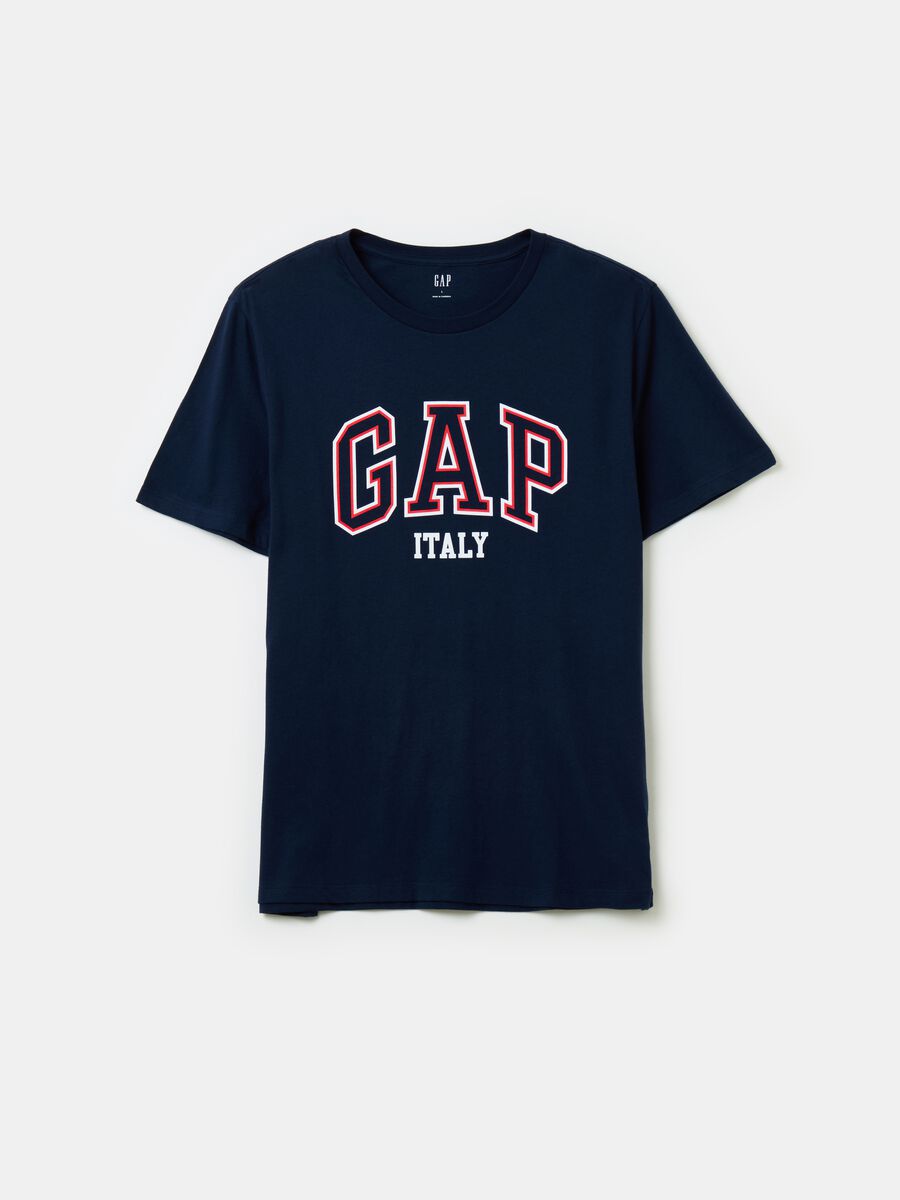 T-shirt con stampa logo e lettering Uomo_0