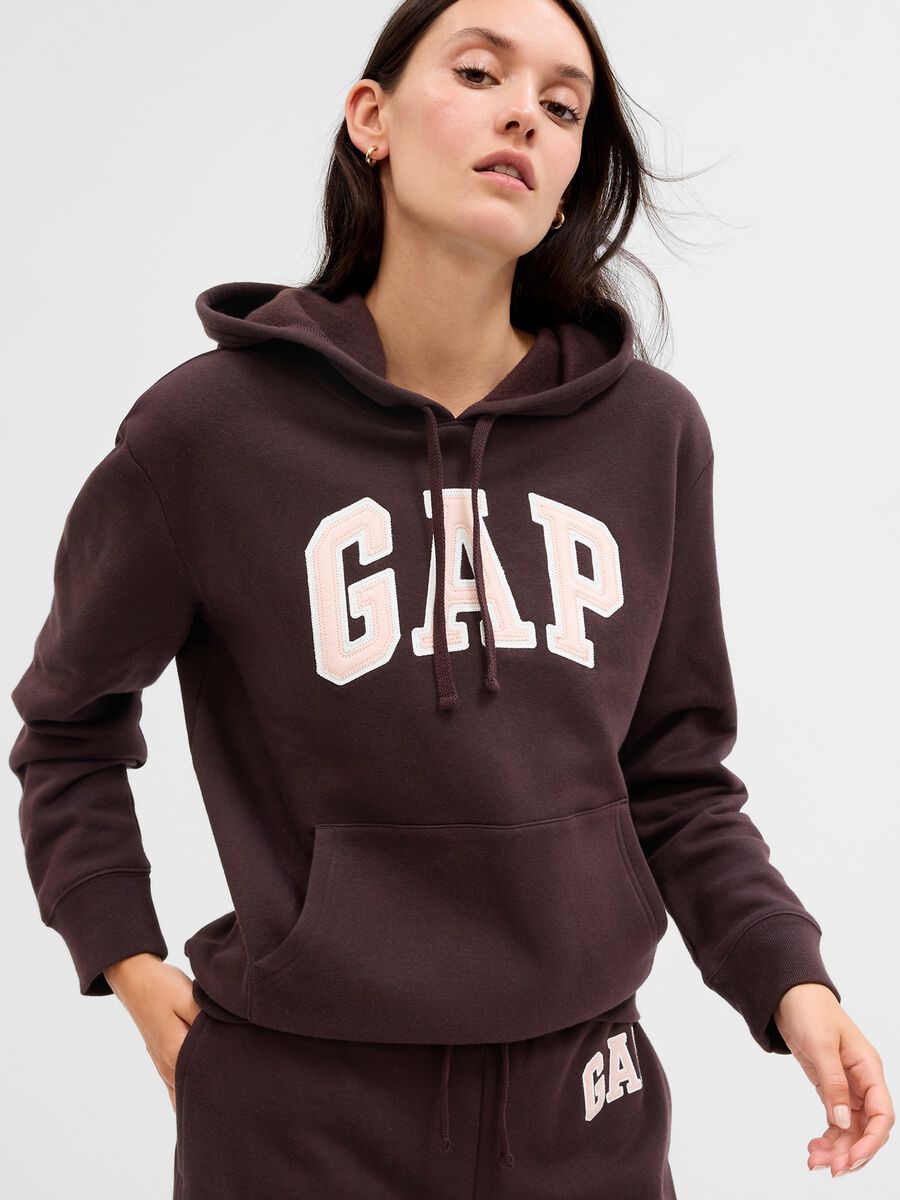 Felpa con cappuccio ricamo logo Donna_0