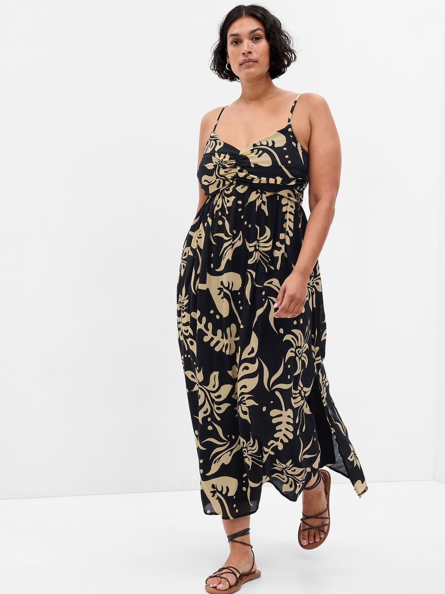 Empire-style midi dress with floral print Woman_3