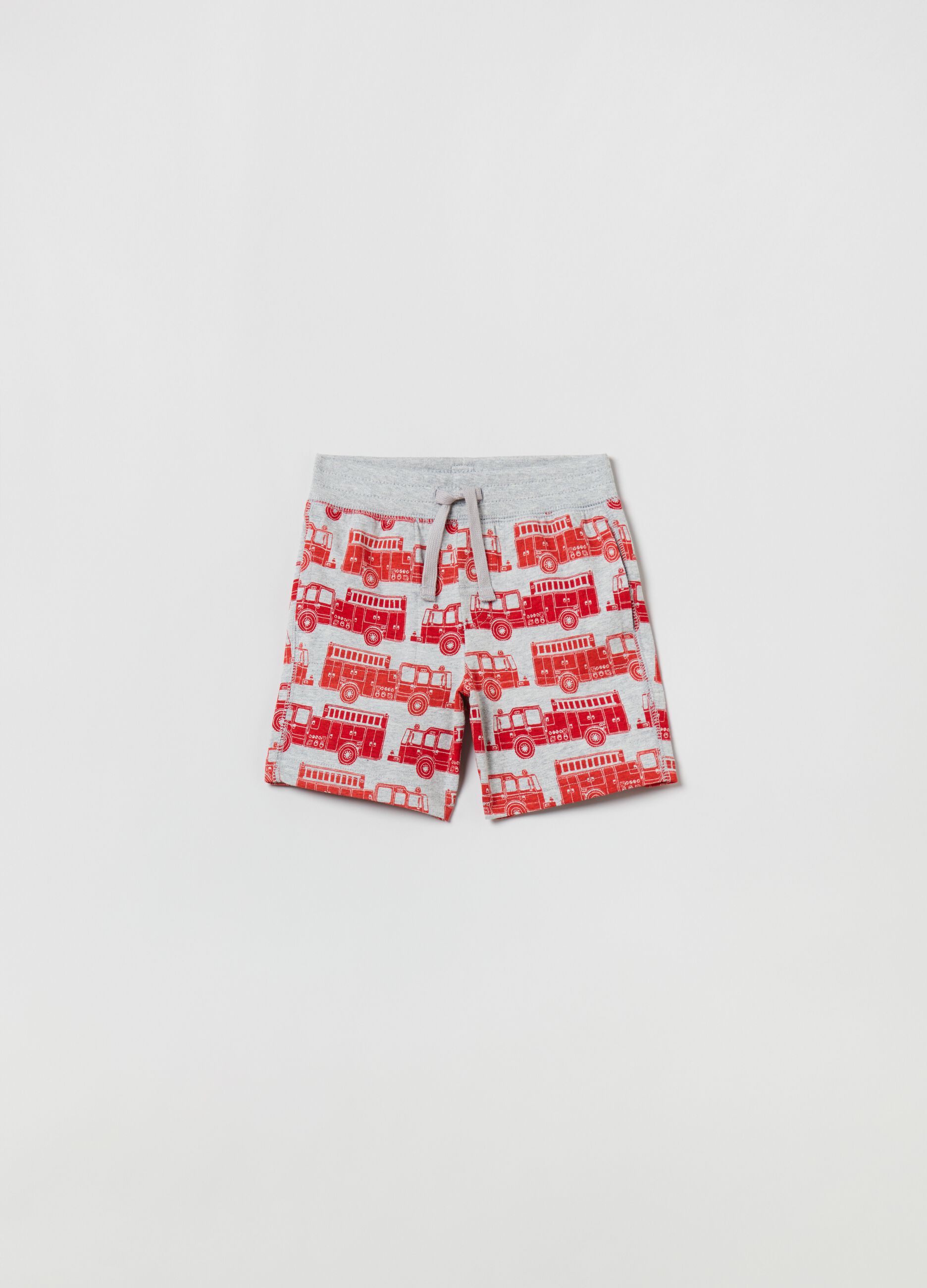 Shorts with fire engine print