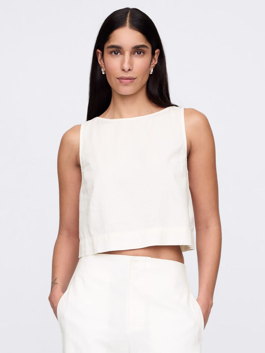 Top senza maniche in misto lino e viscosa Gap Donna_0