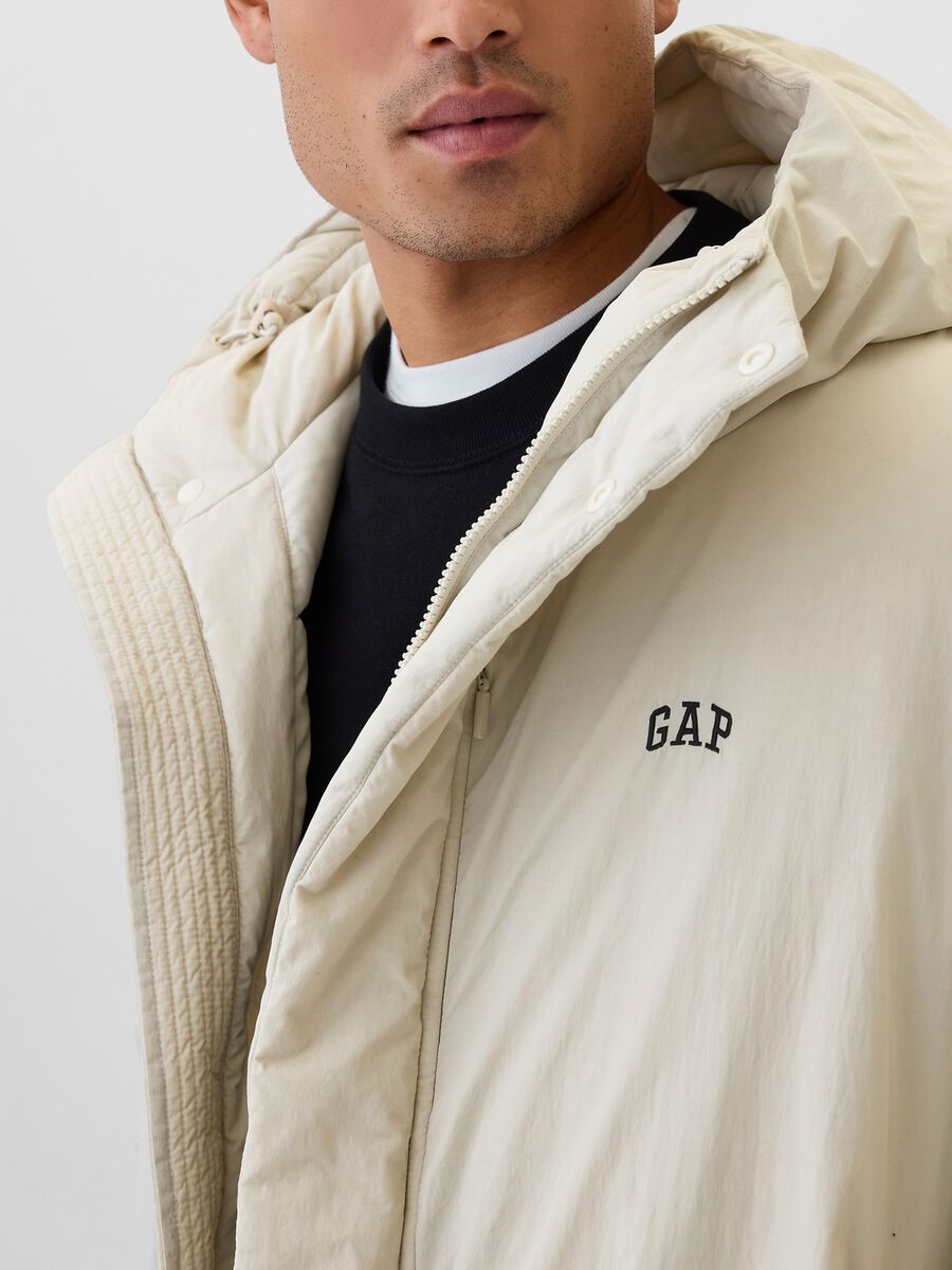 Down jacket with hood and logo embroidery Man_3
