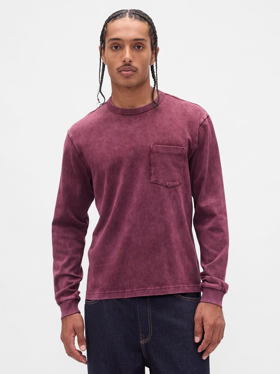 Long sleeve purple cotton top Man_0