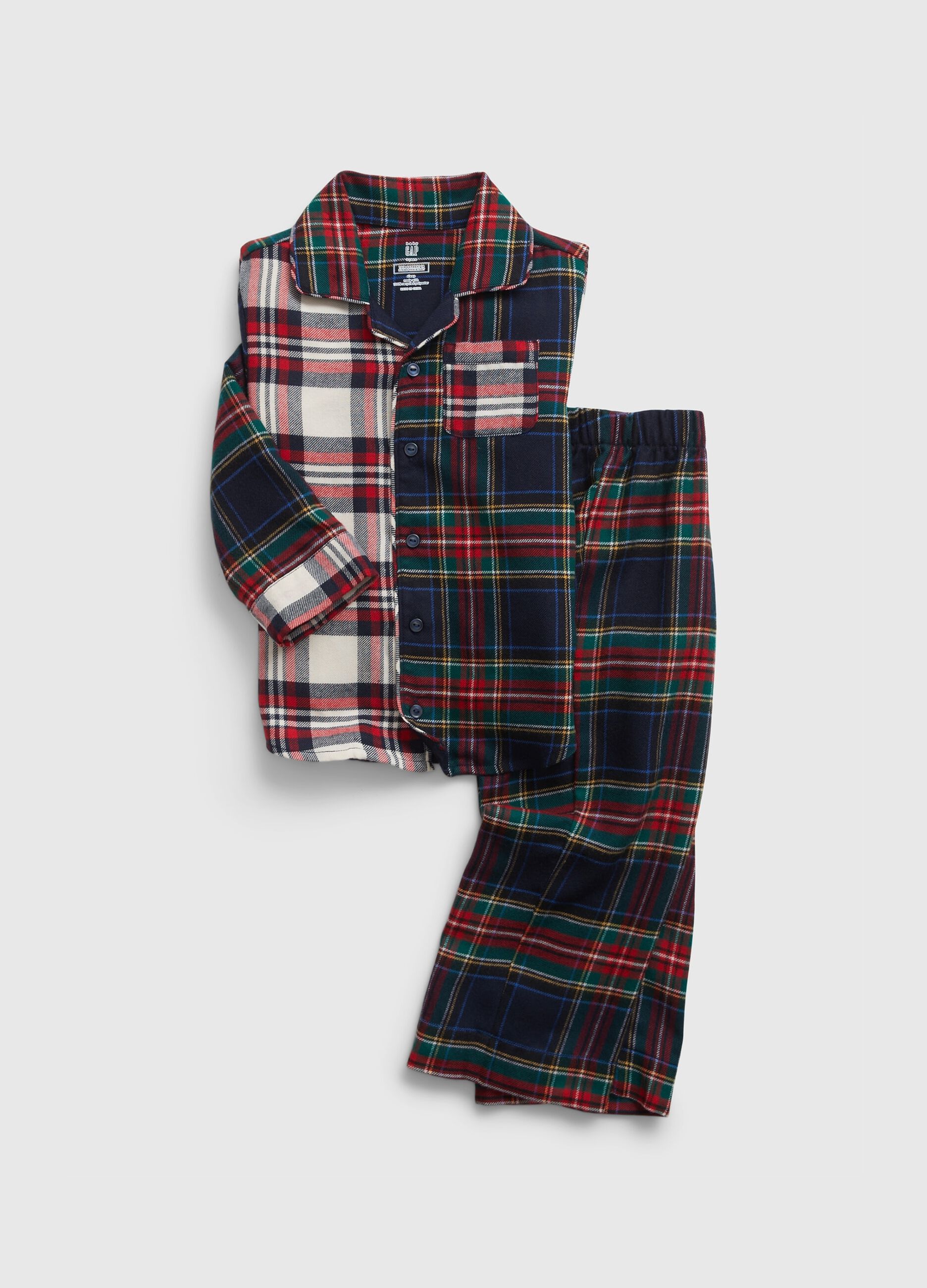 Full-length pyjamas in check flannel