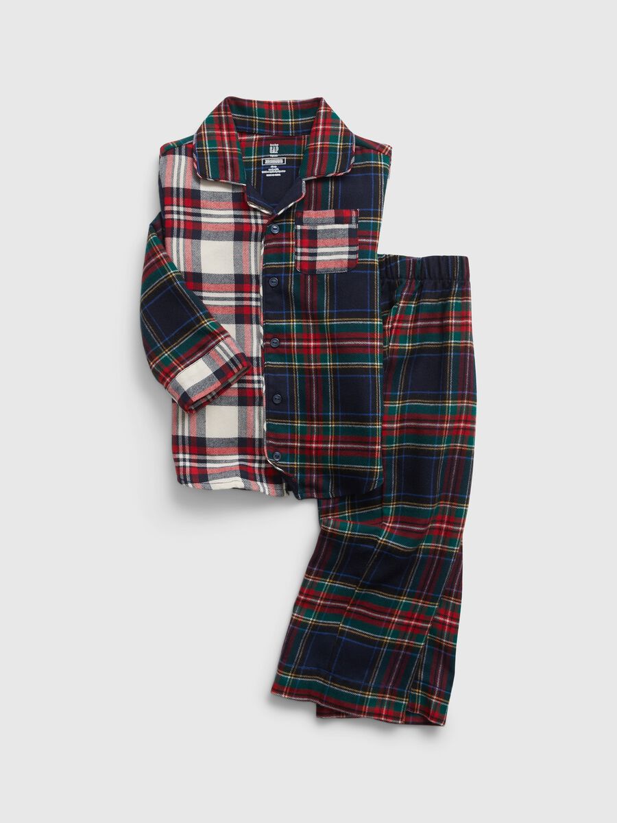 Full-length pyjamas in check flannel Newborn Boy_0