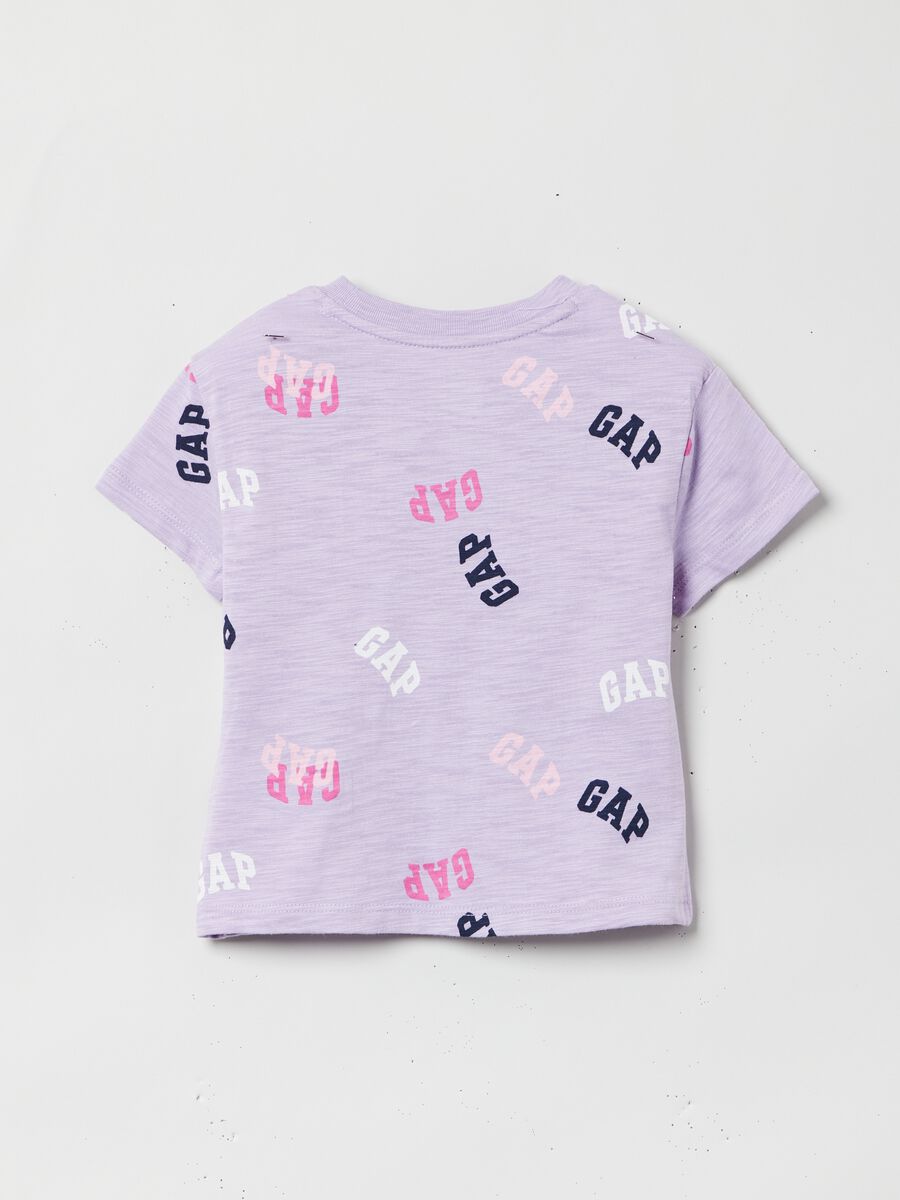 Cotton slub T-shirt with logo print Toddler Girl_1