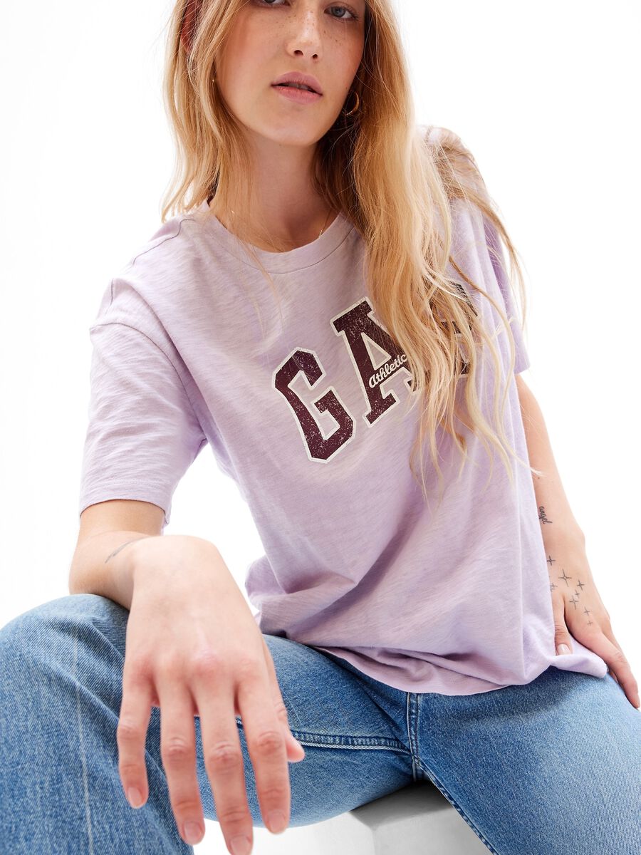 Oversized T-shirt with logo print Woman_0