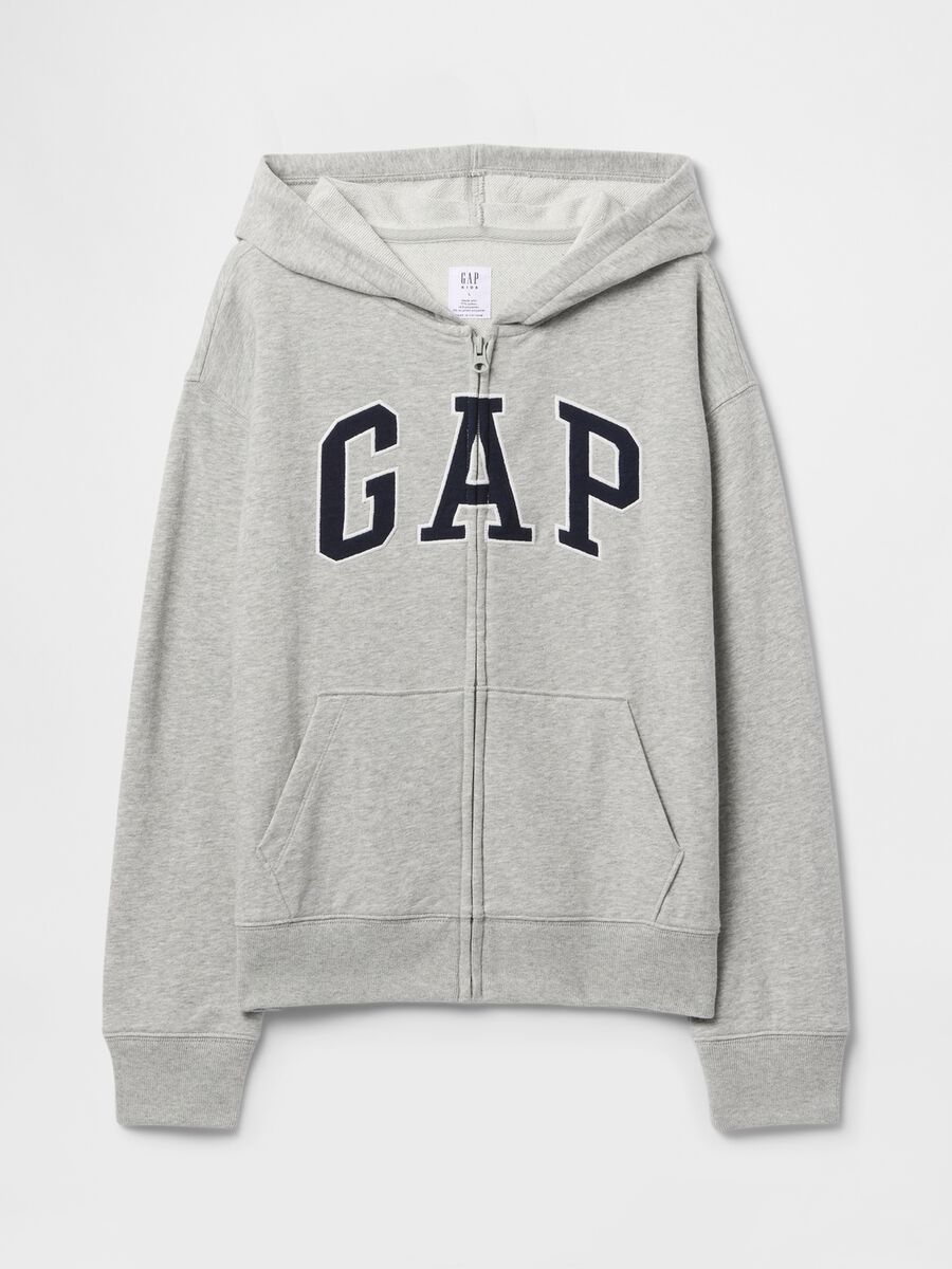 Felpa con logo GAP, cappuccio e full zip in misto cotone Bambino_4