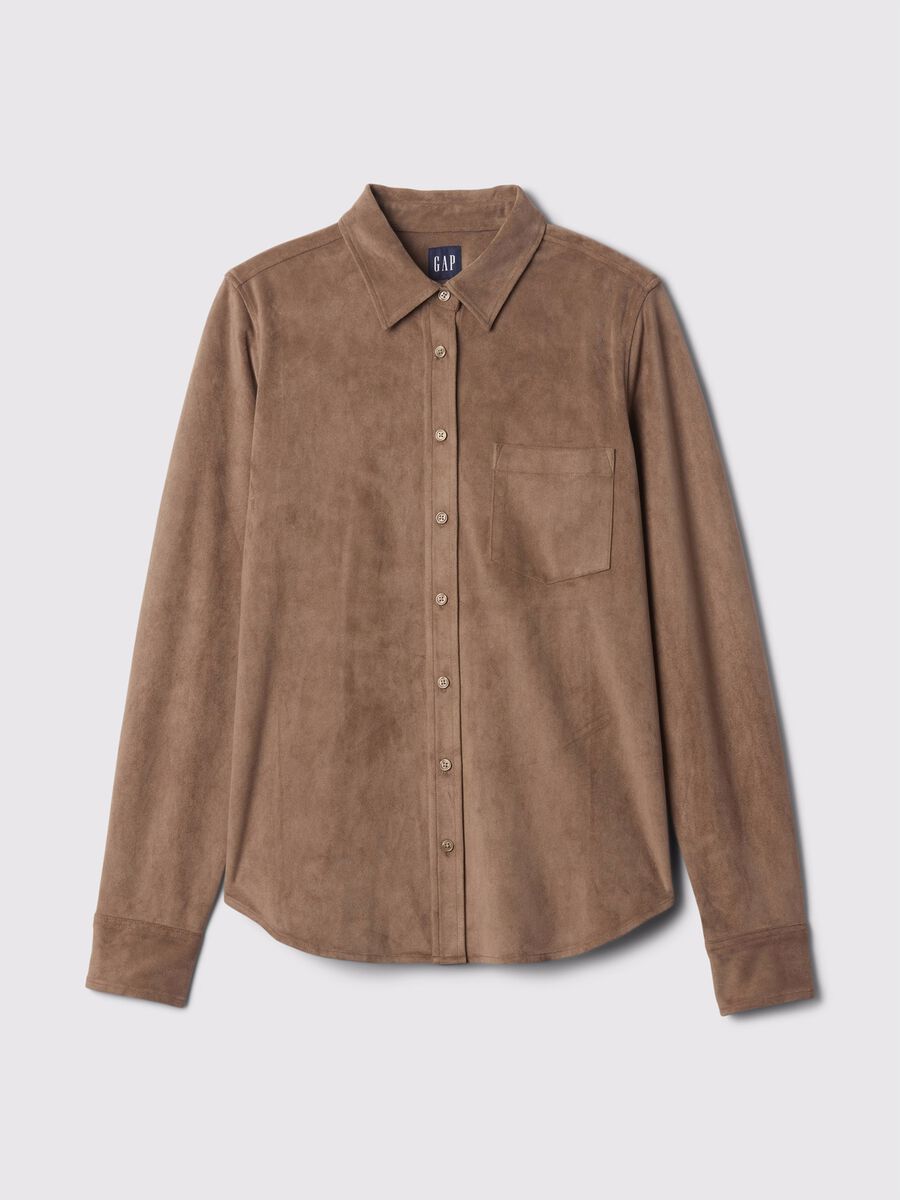 Camicia scamosciata con tasca Donna_4
