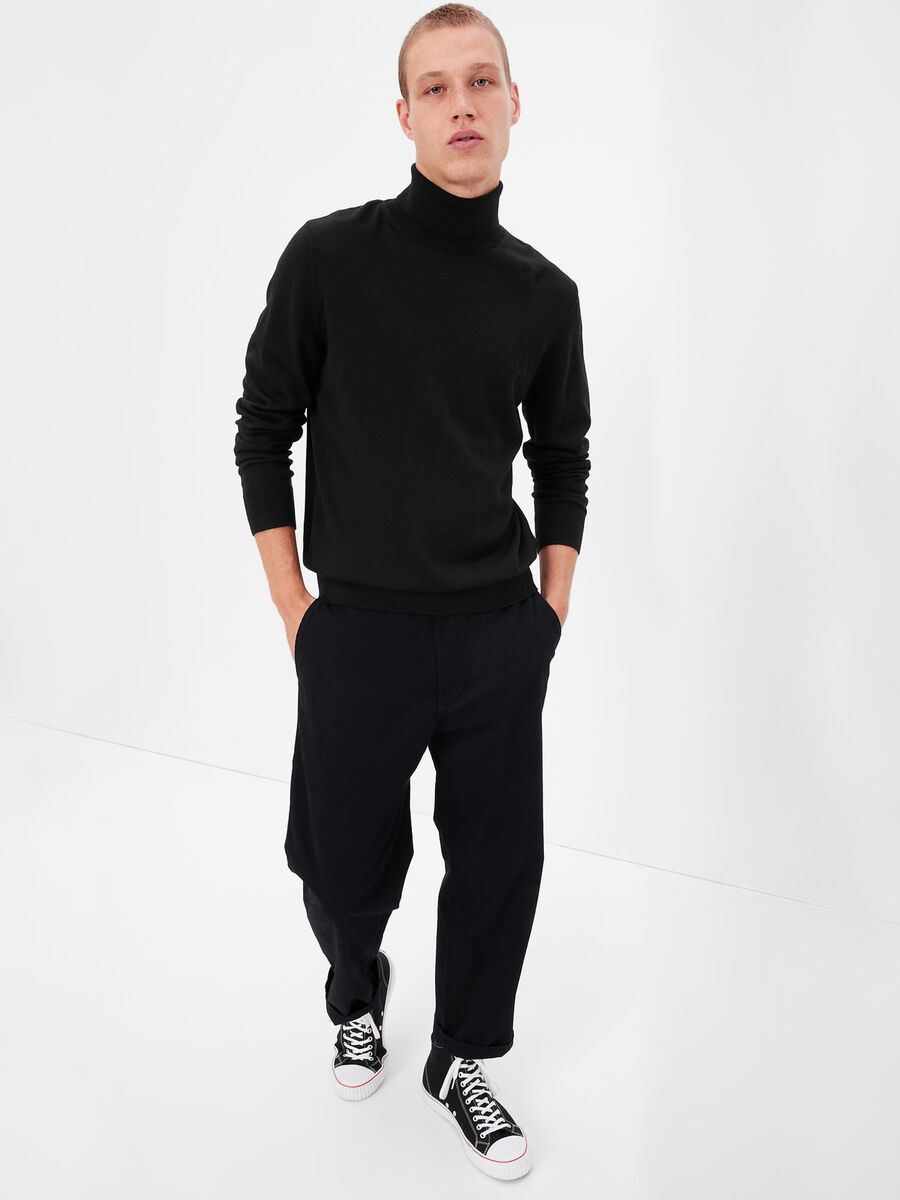 Merino wool pullover with high neck Man_0