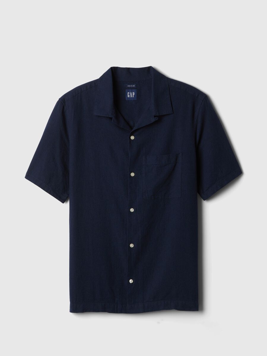 Camicia a maniche corte in lino e cotone Uomo_3