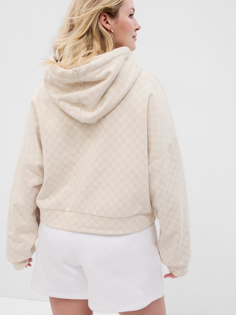 Felpa crop con stampa logo all-over Donna_4