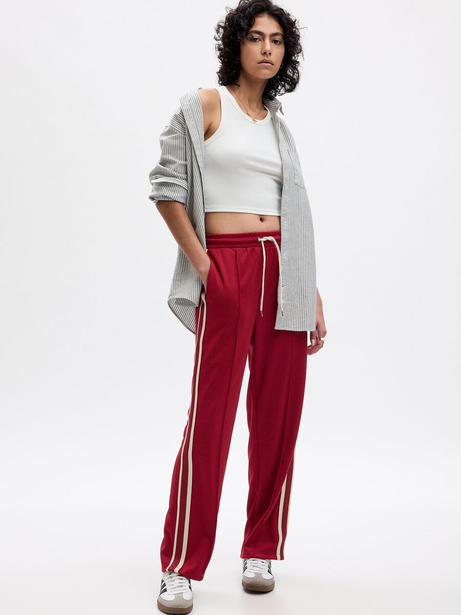 Straight-fit joggers with contrasting bands Woman_0