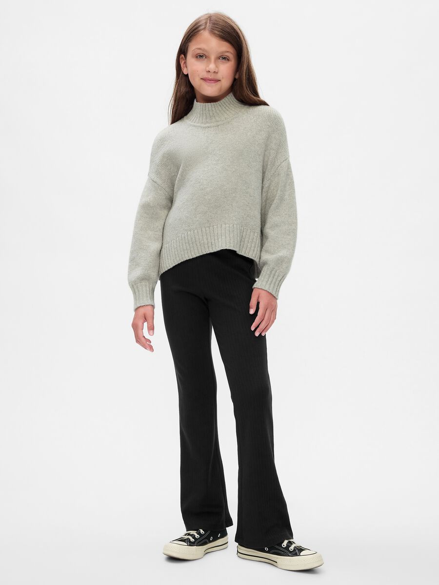 Flare-fit leggings with flat ribbing Girl_0