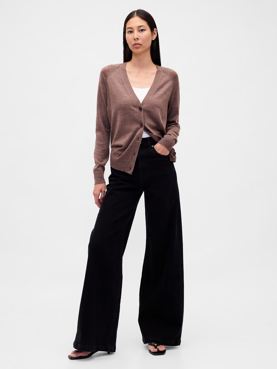 Brown wool cardigan Woman_2