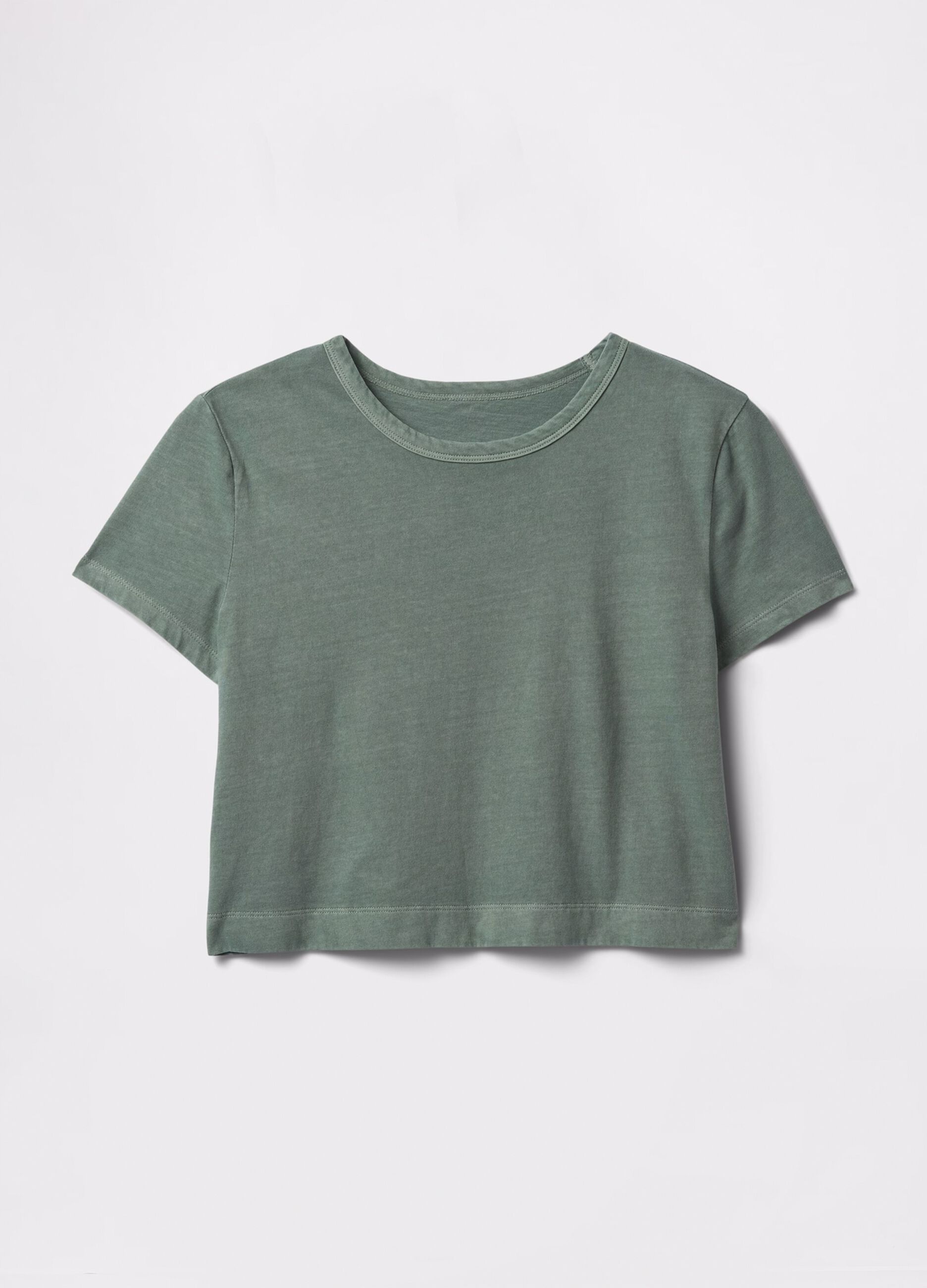 T-shirt cropped verde in cotone_3