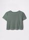 Green cropped T-shirt in cotton_3