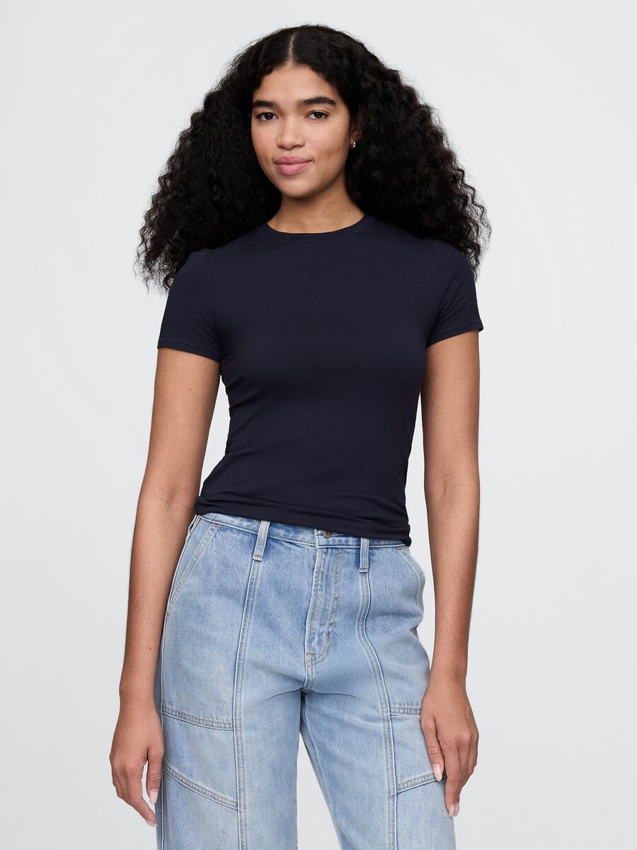 Maglietta elasticizzata a maniche corte Donna_0