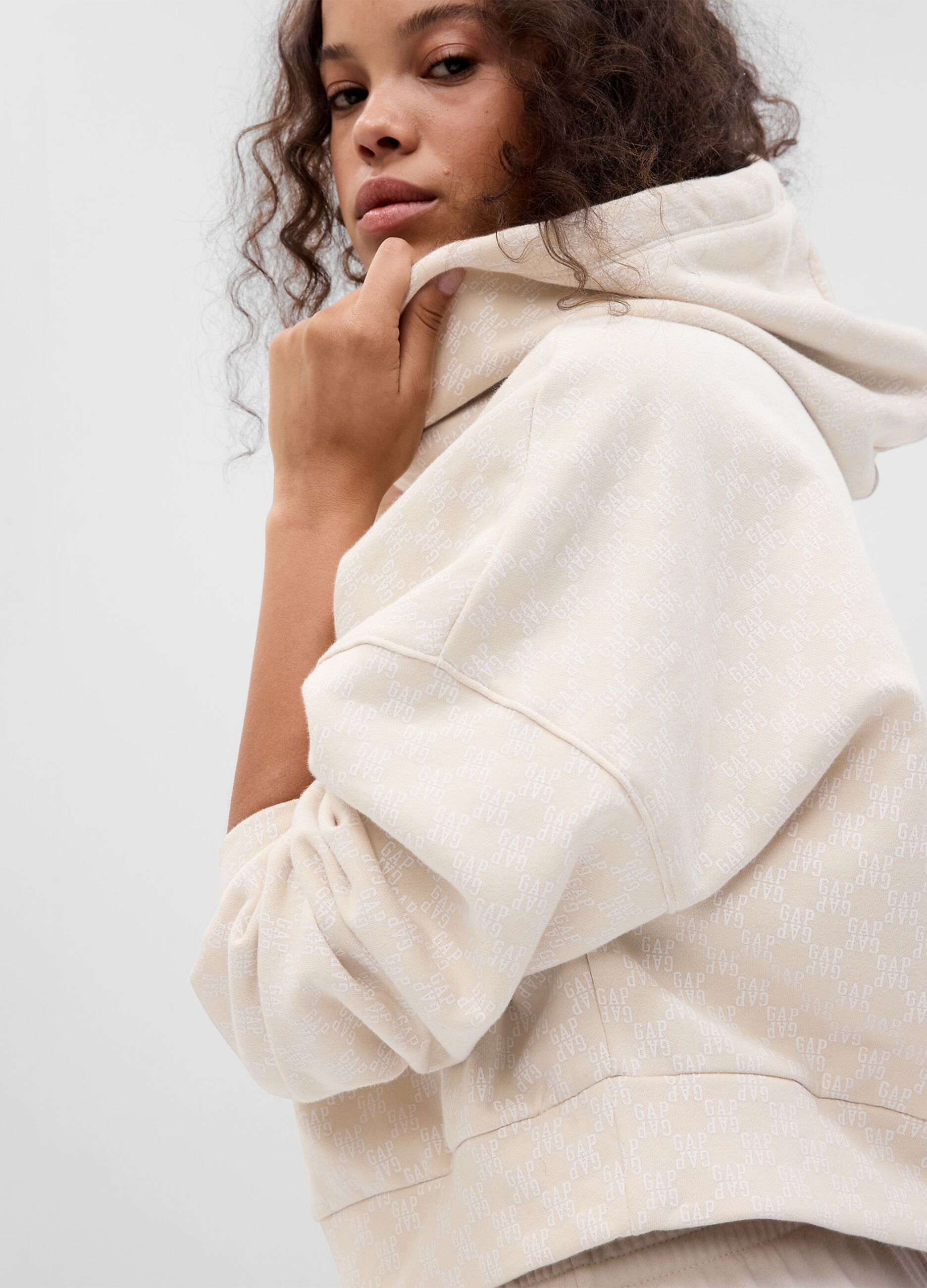 Felpa crop con stampa logo all-over_1
