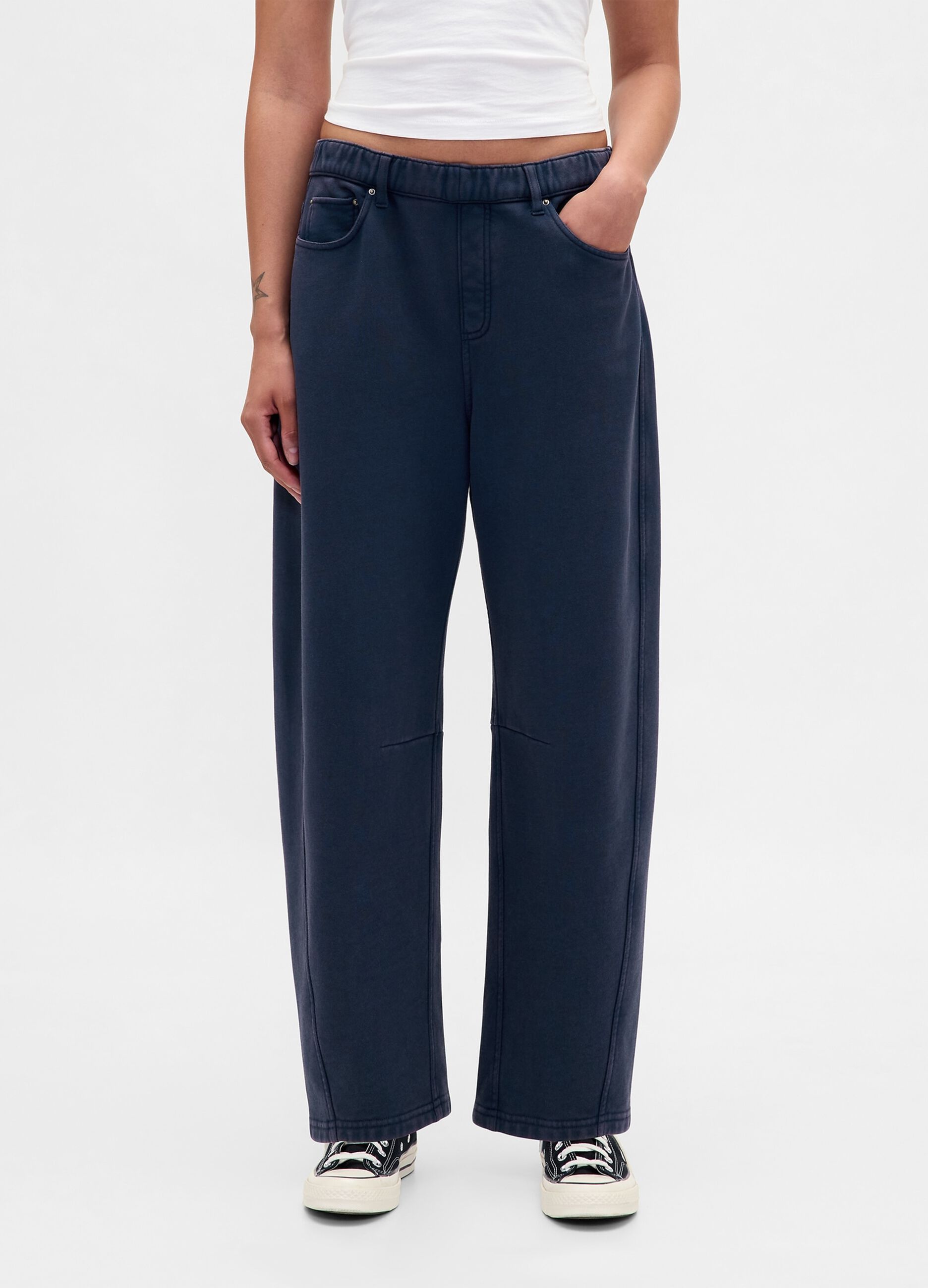 Blue Cotton Blend Trousers