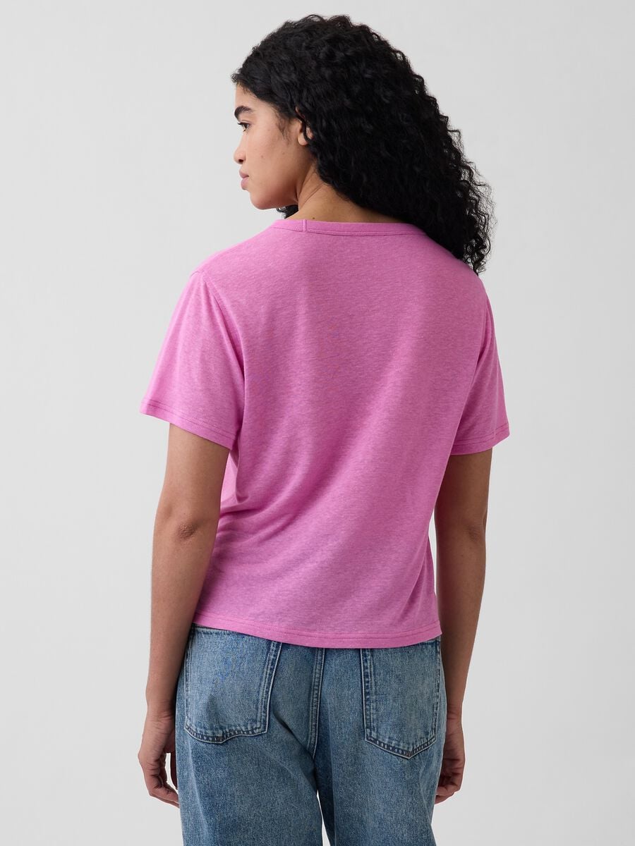 T-shirt a maniche corte in misto lino Donna_1