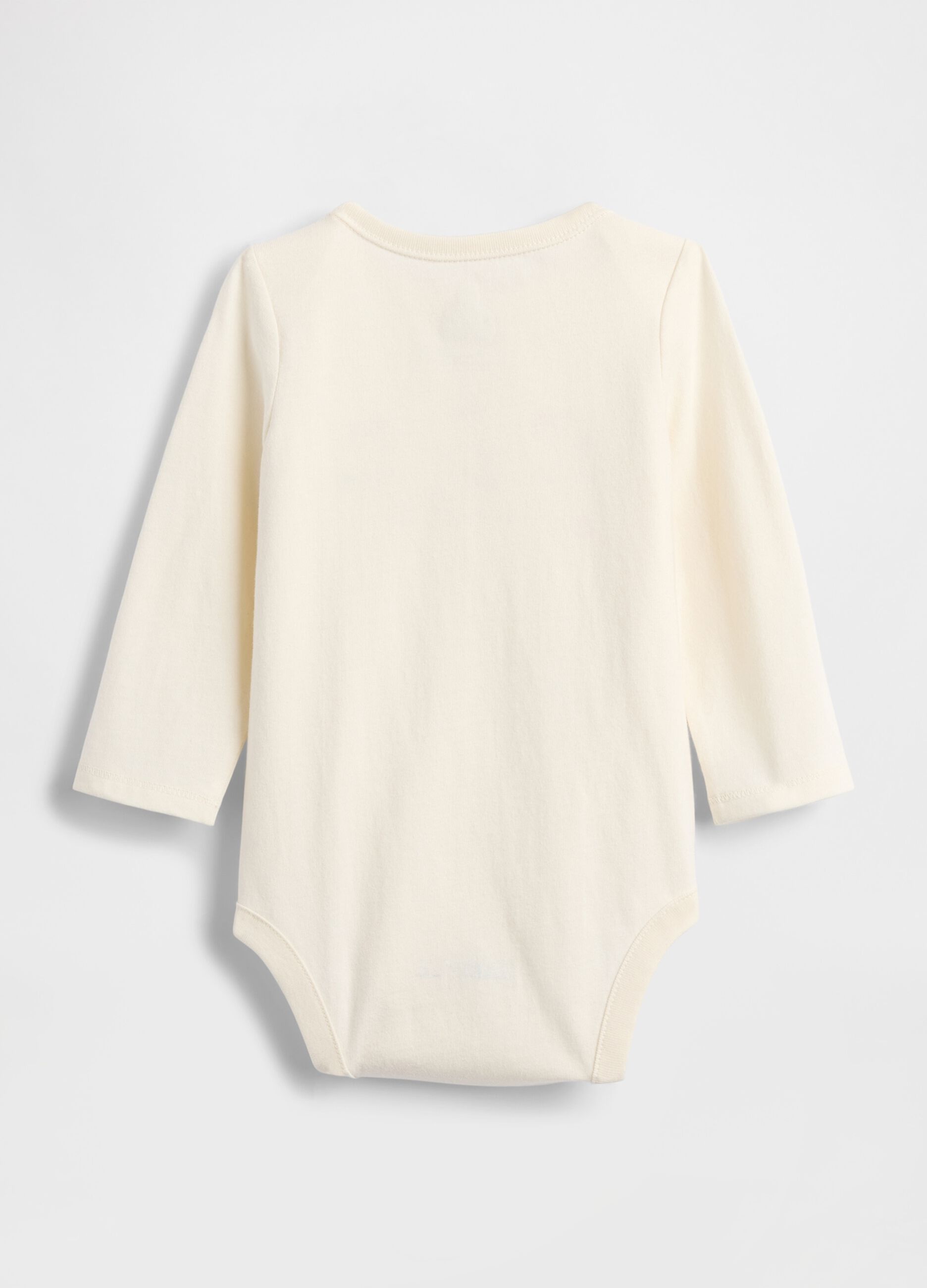 Beige cotton bodysuit with bear print_1