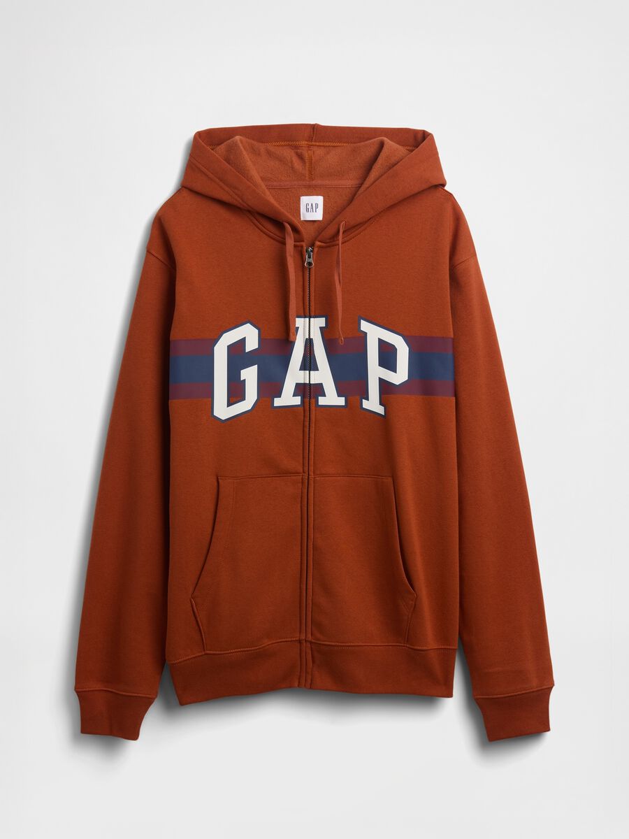 Orange Hooded Zip-Up Sweatshirt Man_3