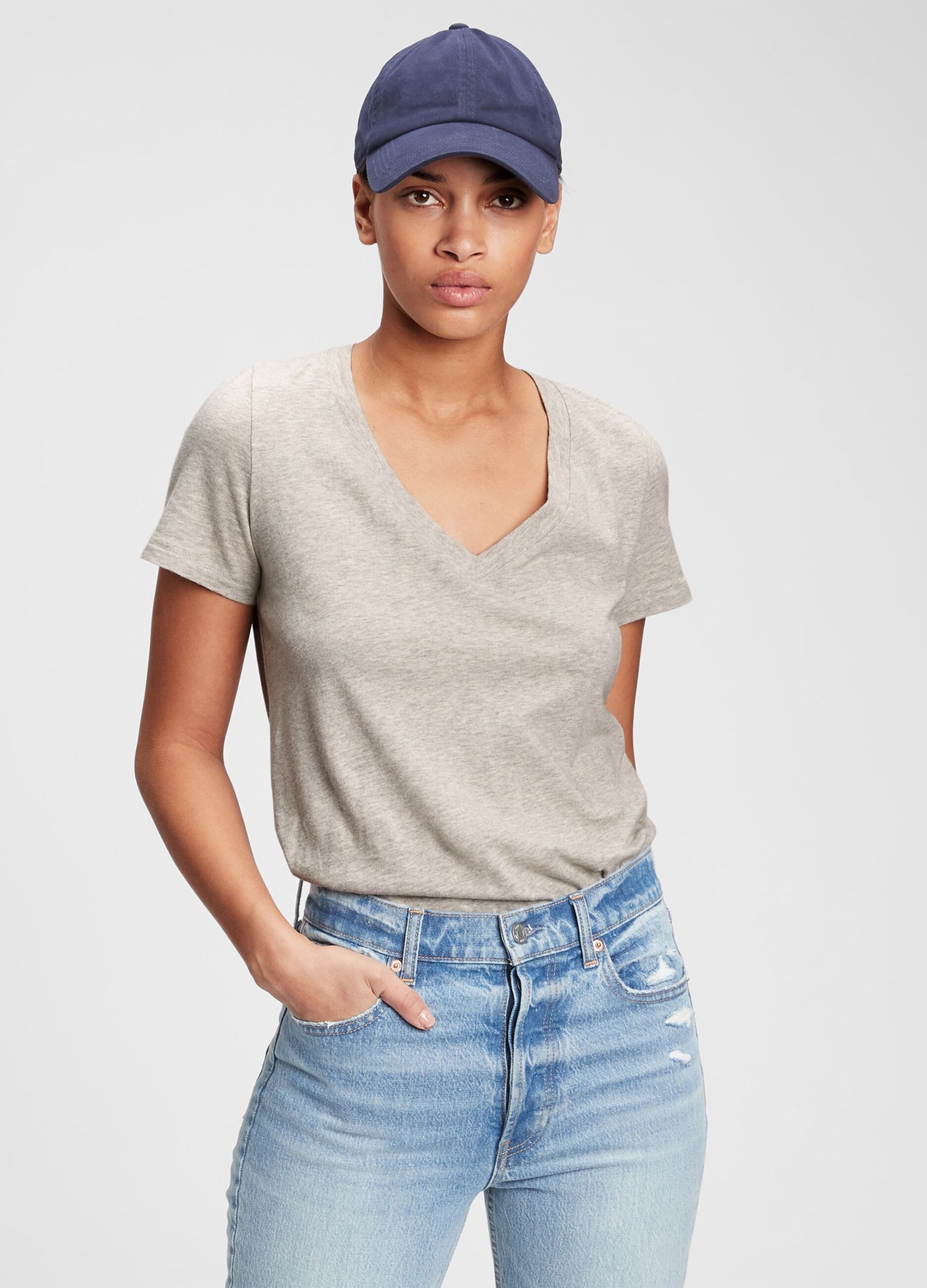 Mélange T-shirt with V neck