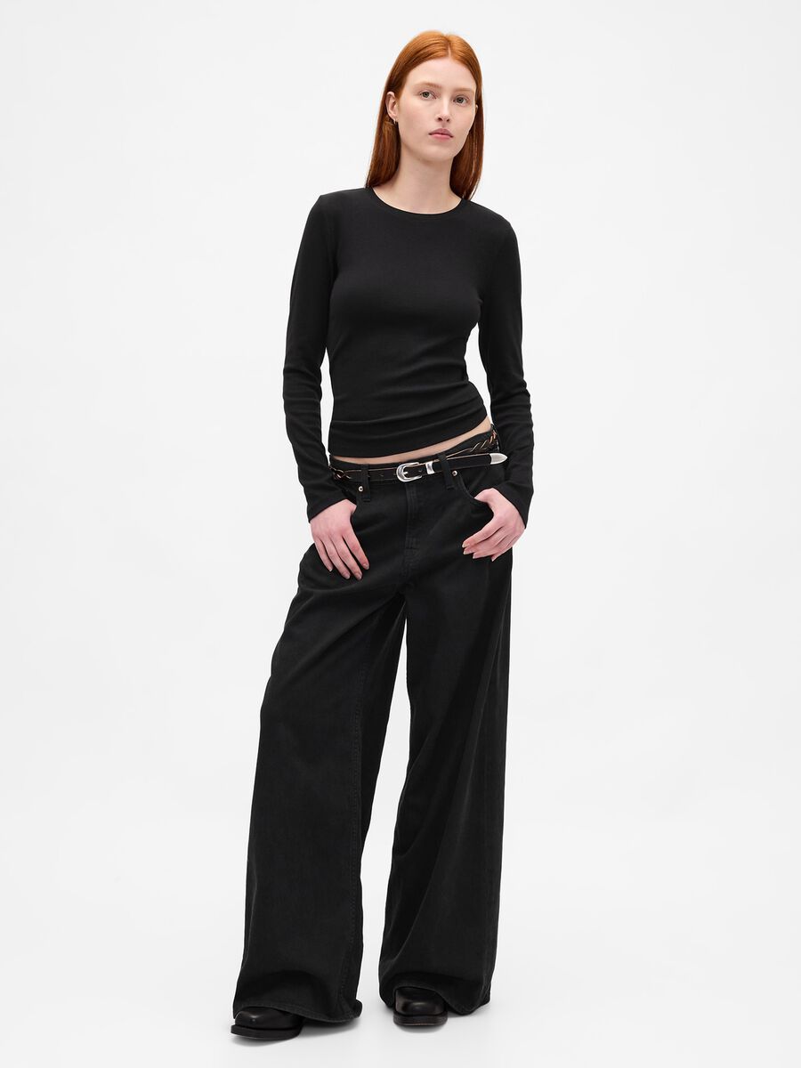 Maglia elasticizzata a maniche lunghe Donna_1