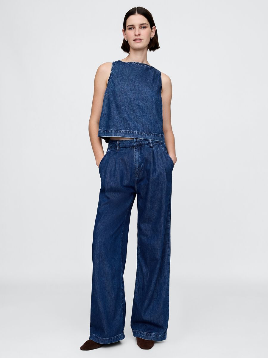 Pantaloni a palazzo in denim Donna_0