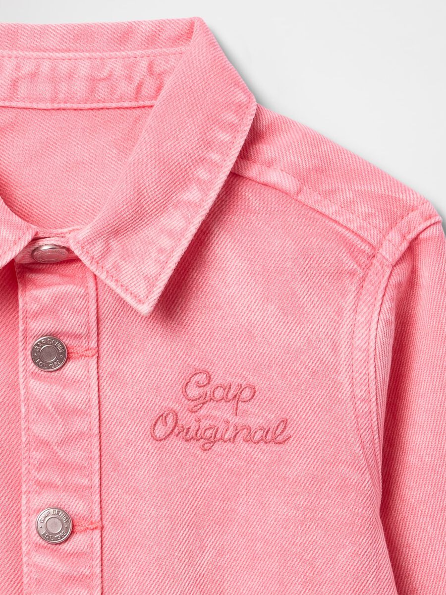 Pink denim jacket for girls with embroidered logo Baby Girl_3