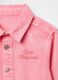 Pink denim jacket for girls with embroidered logo_3