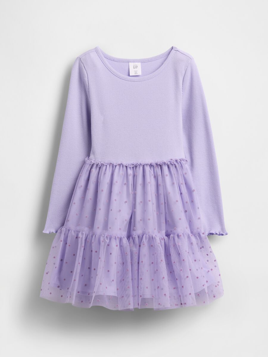 Abito viola in misto materiale con tulle Bimba_1