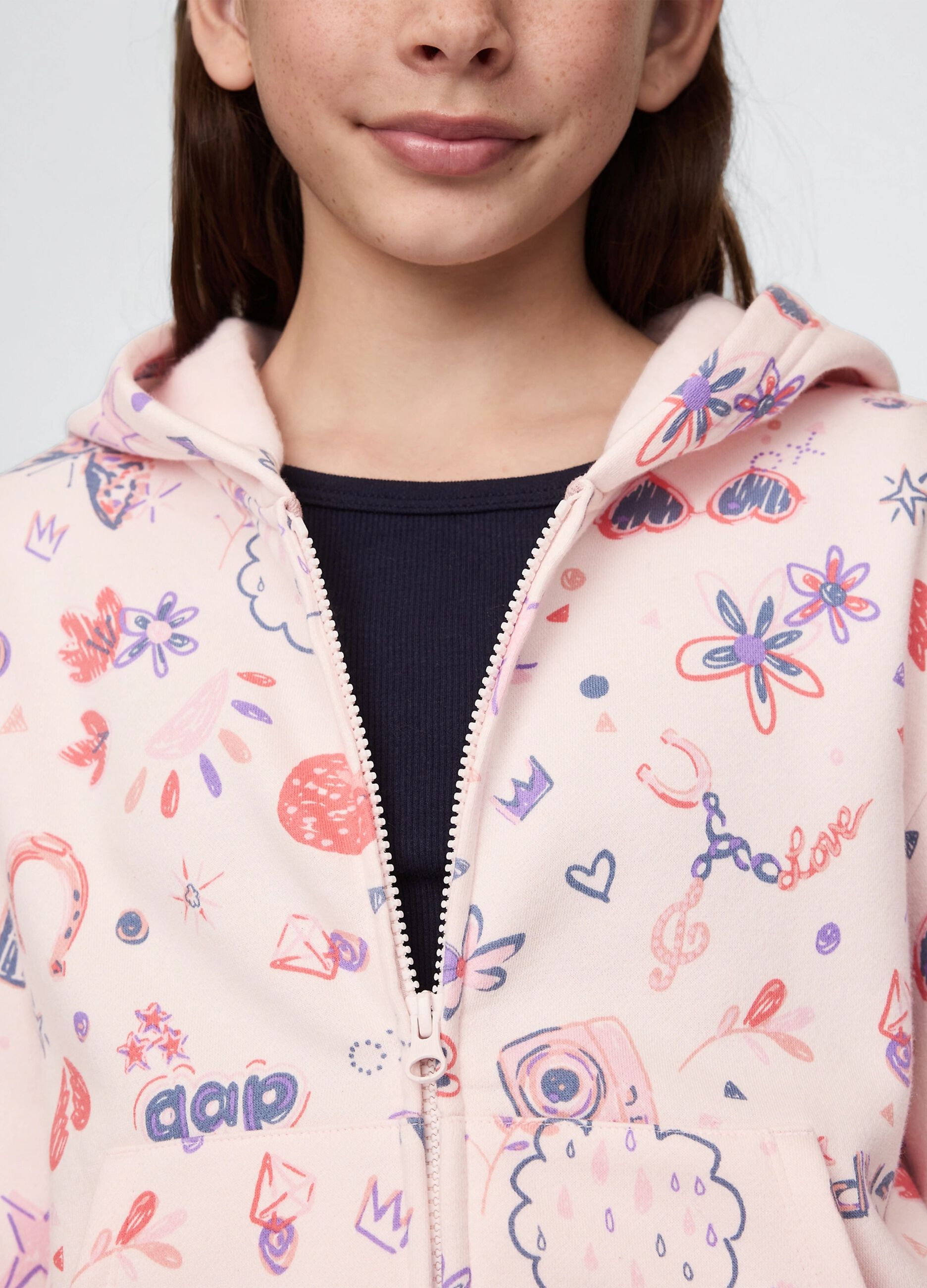 Full-zip rosa con cappuccio e stampa all-over_3