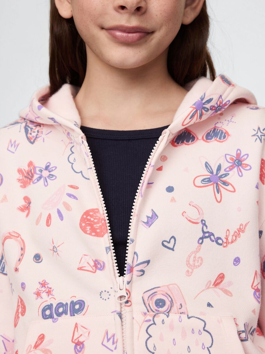 Felpa con cappuccio rosa con stampa GAP Kids Bambina_3