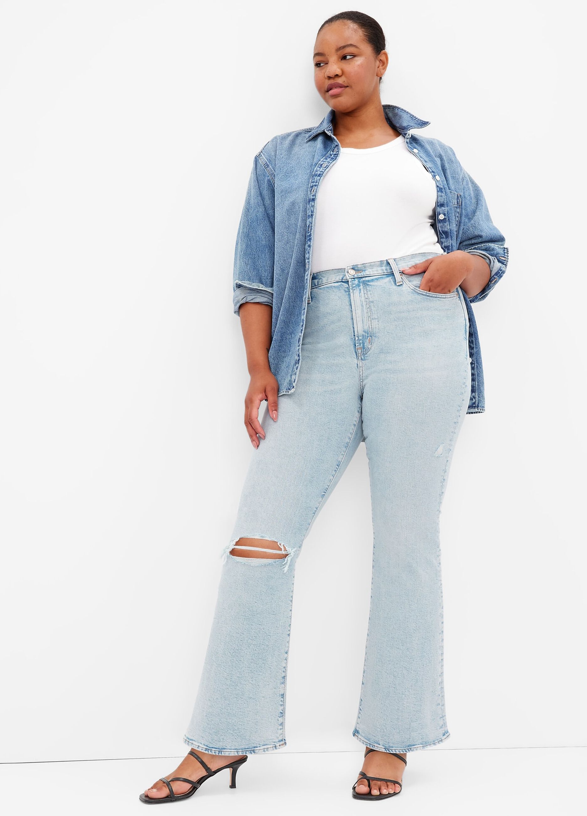 Flare-fit jeans with worn look_0