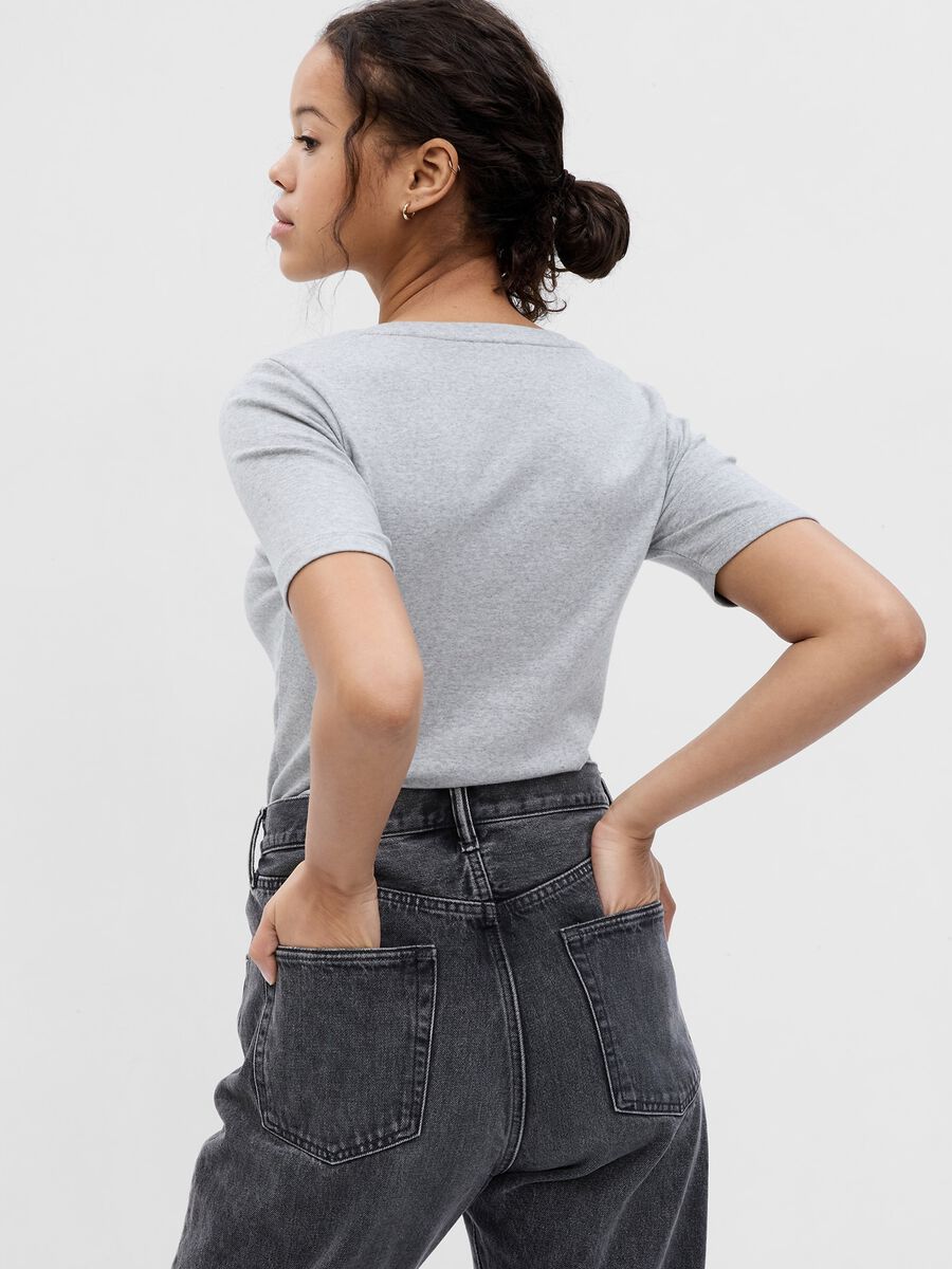 Round-neck T-shirt in cotton and modal m&eacute;lange Woman_1