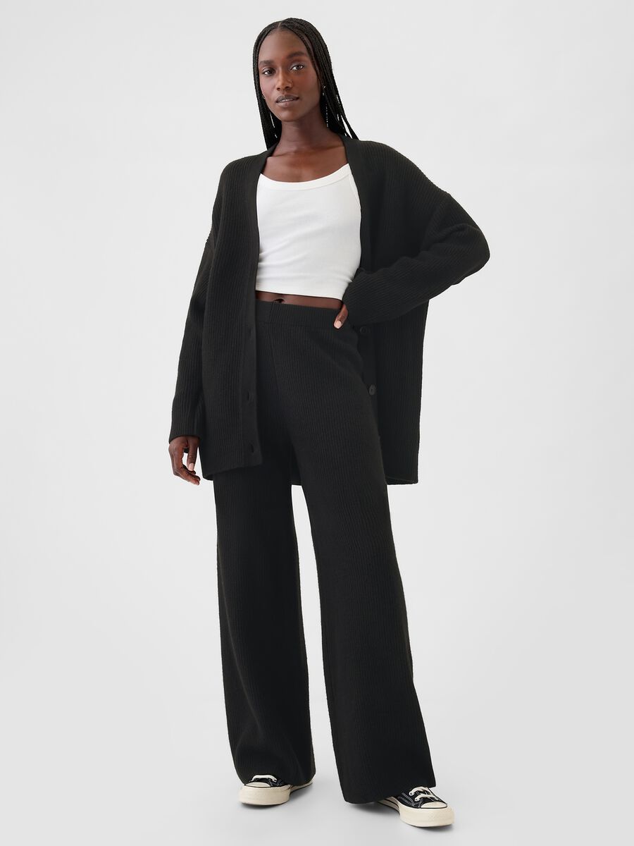 Pantalone a gamba larga a costine Donna_0