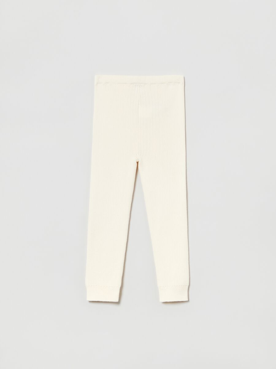 Leggings in cotone a costina Bimba_1