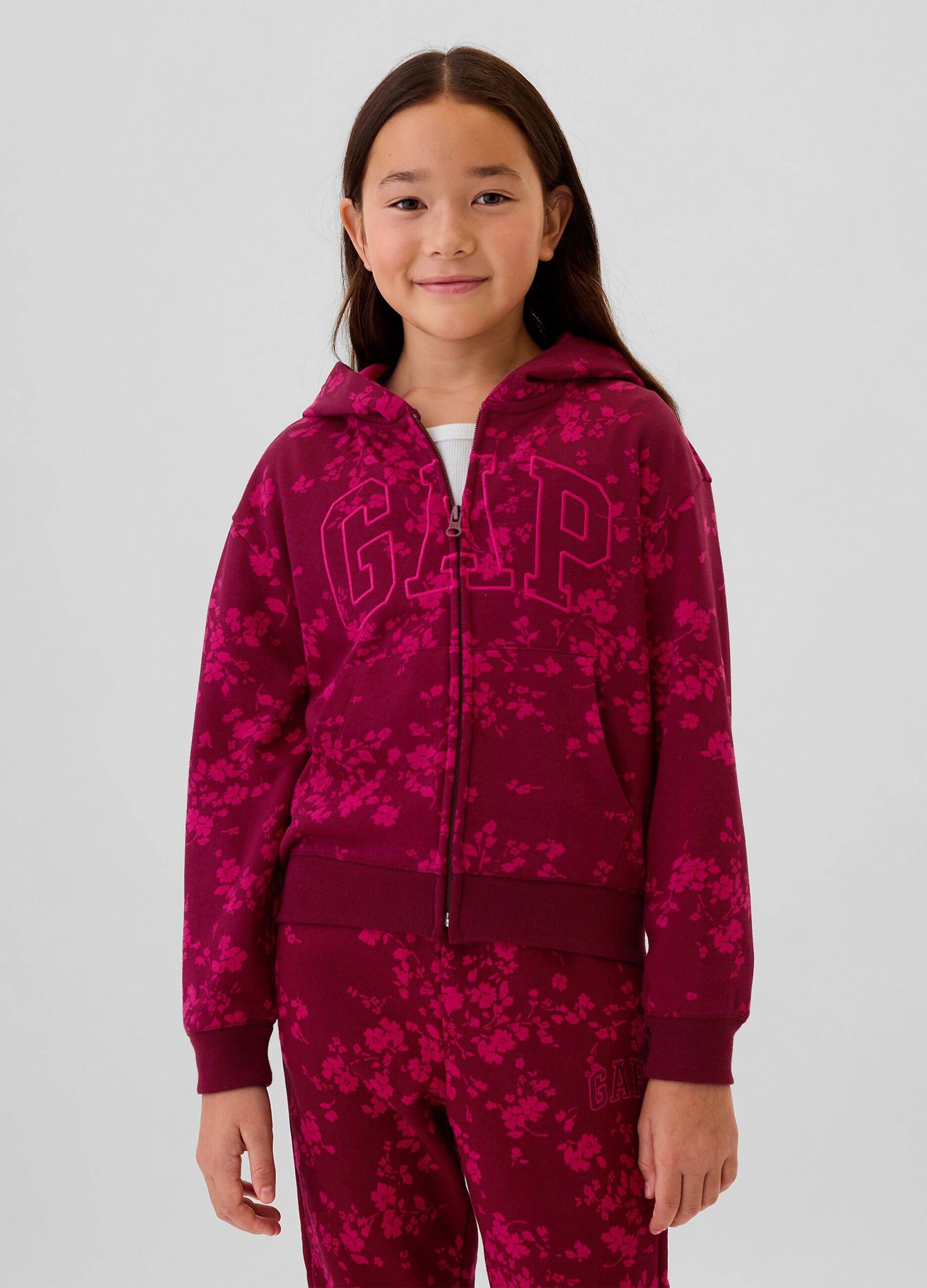 Full-zip con cappuccio e ricamo logo