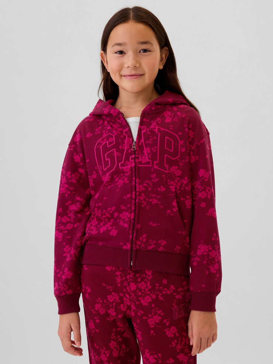 Full-zip con cappuccio e ricamo logo Bambina_0