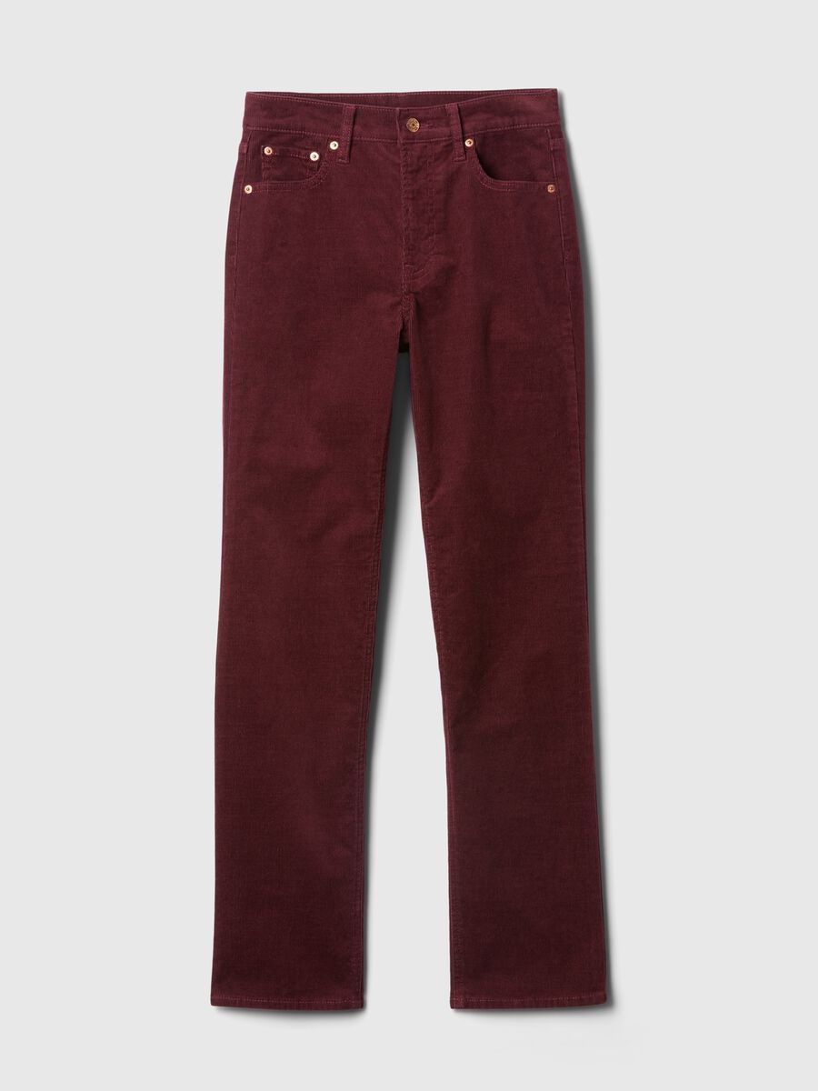 Pantalone straight a vita alta in corduroy Donna_6