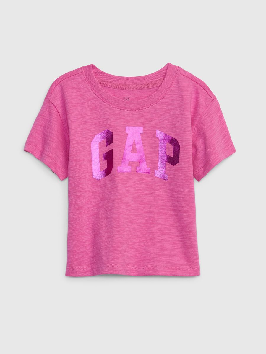 T-shirt with logo print in foil Toddler Girl_0